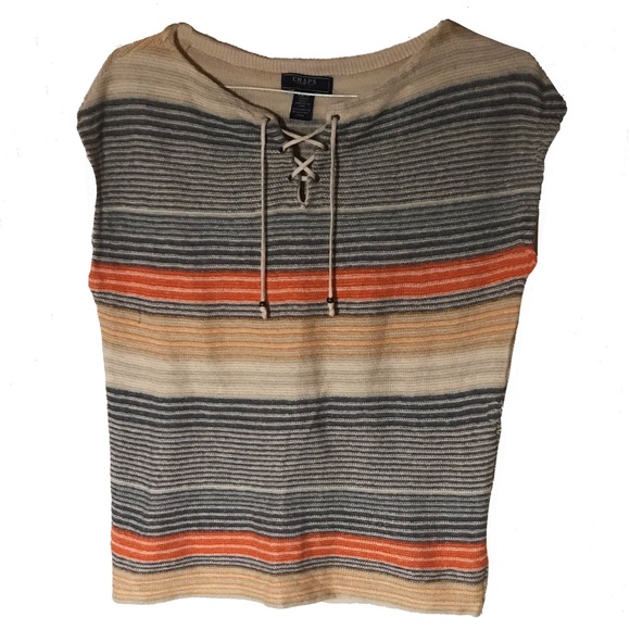 CHAPS LINEN COTTON BLEND TOP SIZE XS - Picture 1 of 4